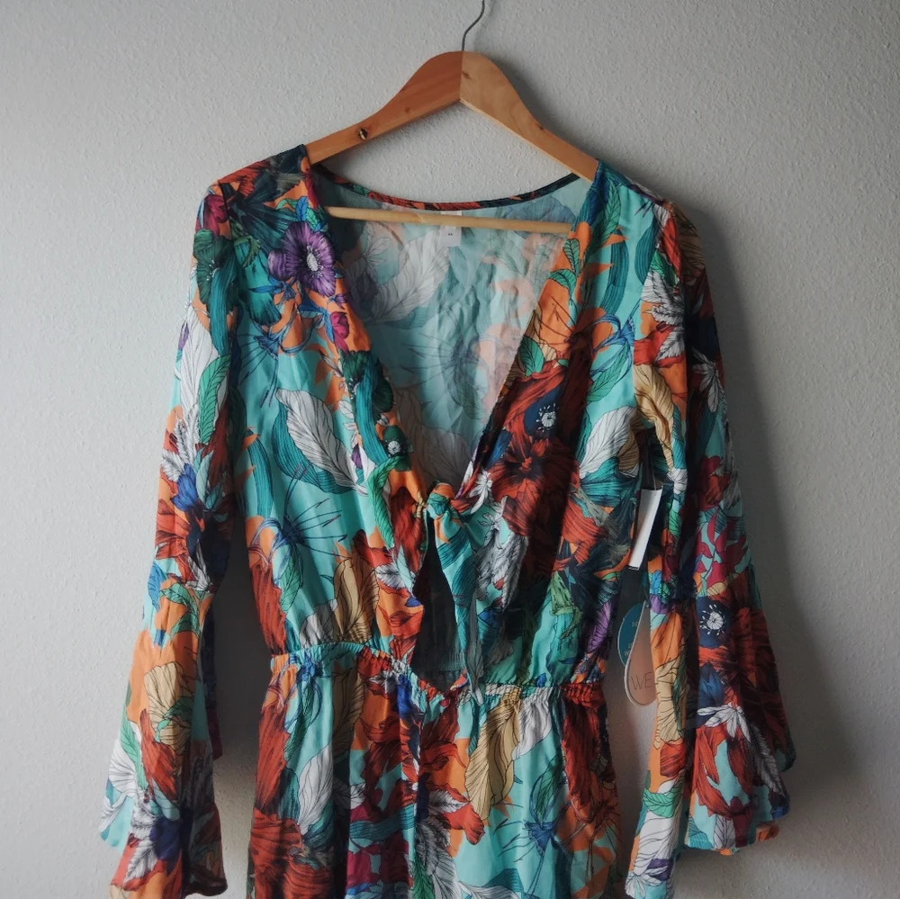 WET Swimsuit Coverup Floral Romper - Picture 3 of 6